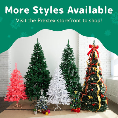 PREXTEX 6 ft Fully Decorated Christmas Tree, Gold and Red Collapsible Christmas Tree with 350 Warm Lights, Bows, Ornaments, Holly Leaves and More, Pop Up Xmas Trees with Lights